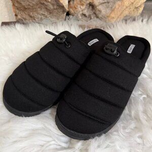 Børn Black Quilted Slip-On Slippers Comfy Indoor Outdoor Shoes Size Large 10–11